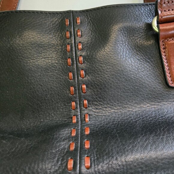 Fossil Vintage East West Double Handle Leather Shoulder Bag Trending Zip Closure - Picture 4 of 9